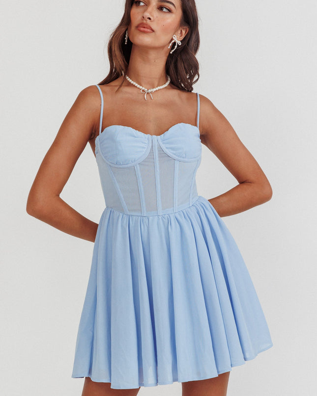Powder Blue High Bustier Mini Dress