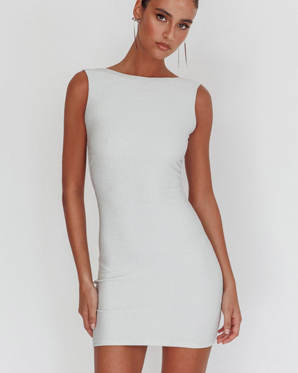 Silver Backless Mini Dress