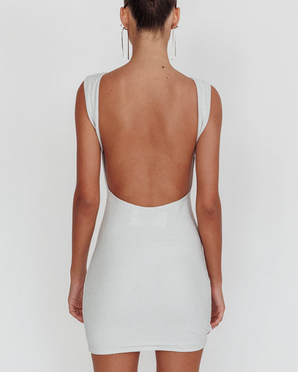 Silver Backless Mini Dress