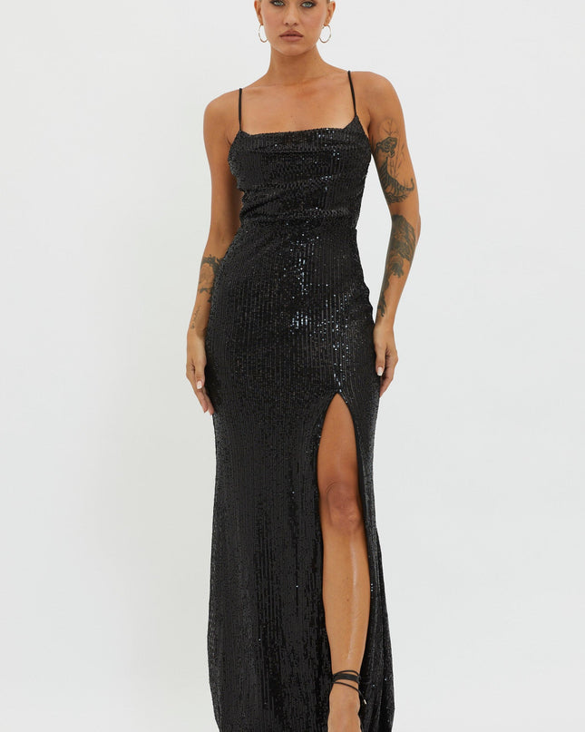 Black Sequin Maxi Dress