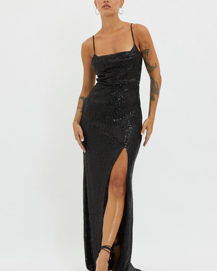 Black Sequin Maxi Dress