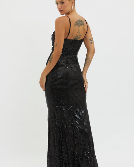 Black Sequin Maxi Dress