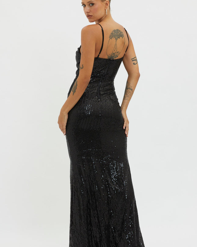 Black Sequin Maxi Dress