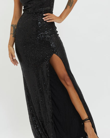 Black Sequin Maxi Dress