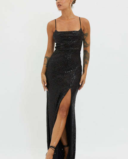 Black Sequin Maxi Dress