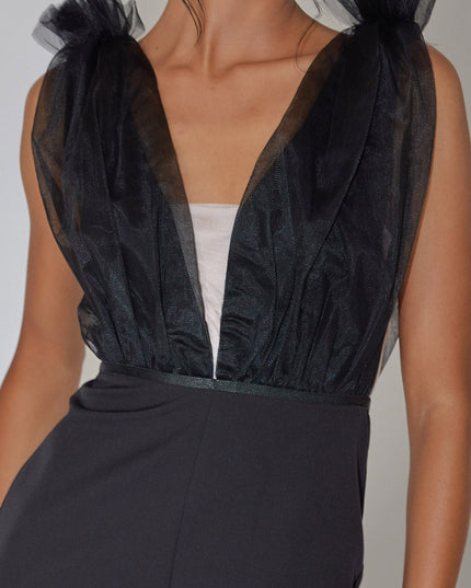 Black Mesh Bodice Jumpsuit