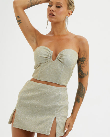 Silver/Gold Split Mini Skirt