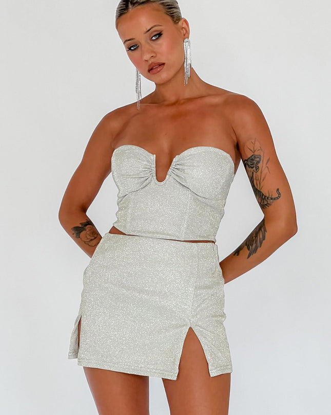 Silver/Gold Split Mini Skirt