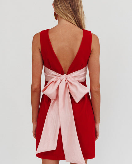 Red/Pink Bow Back Mini Dress