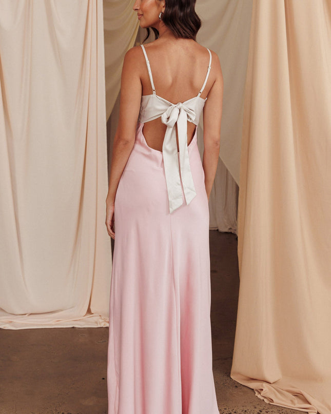 Pink Low Bow Tie Back Dress