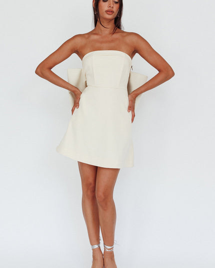 Ecru Love Bow Back Mini Dress