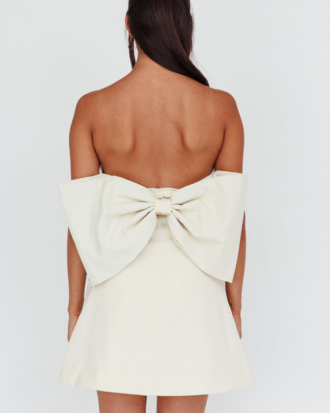 Ecru Love Bow Back Mini Dress