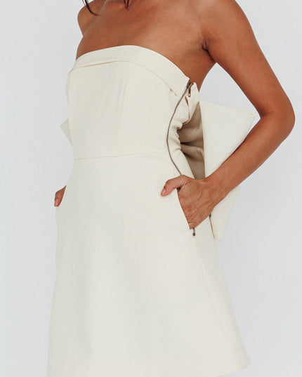 Ecru Love Bow Back Mini Dress