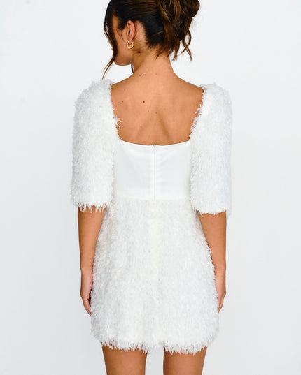 Off White Fuzzy Mini Dress