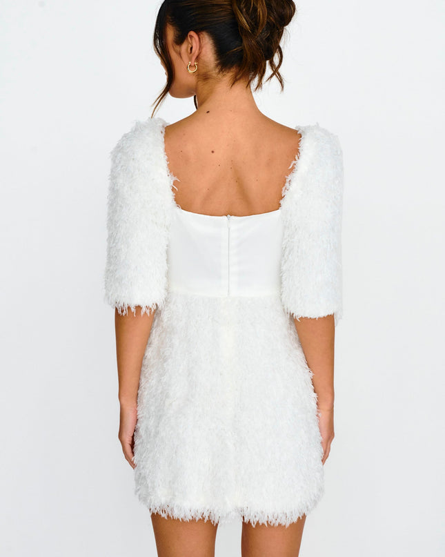 Off White Fuzzy Mini Dress