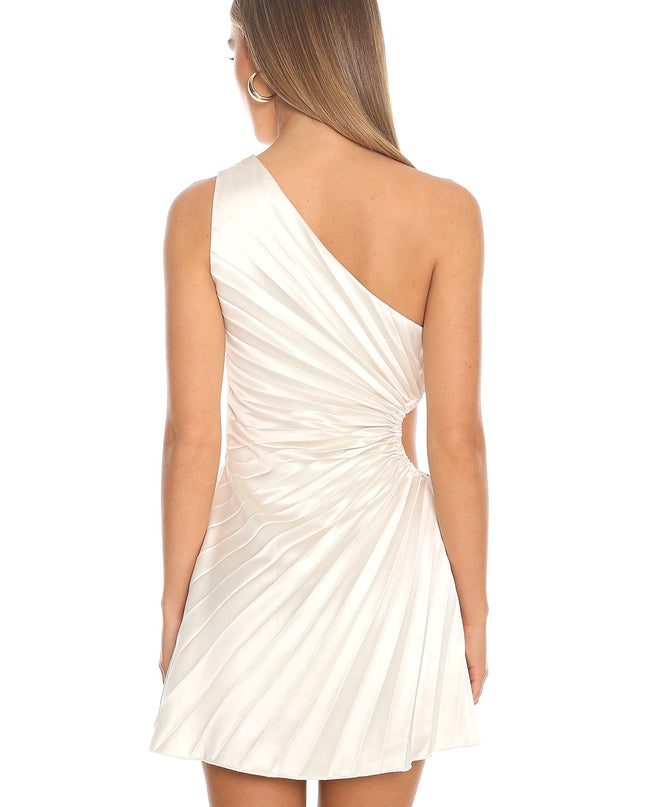 Champagne One-Shoulder Pleat Dress