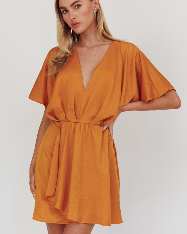 Mustard Flutter Sleeve Mini Dress