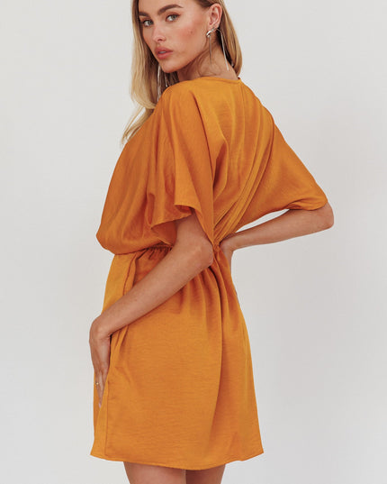 Mustard Flutter Sleeve Mini Dress