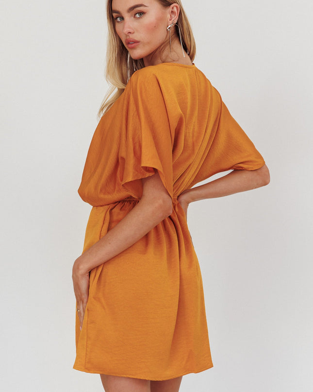 Mustard Flutter Sleeve Mini Dress
