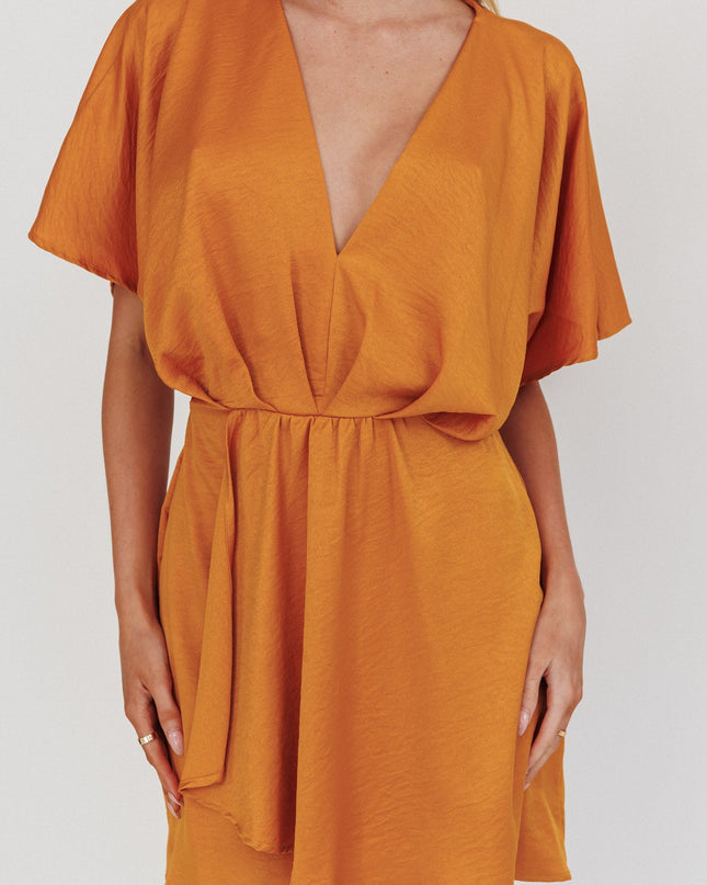 Mustard Flutter Sleeve Mini Dress