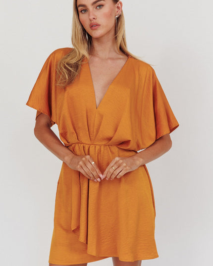 Mustard Flutter Sleeve Mini Dress