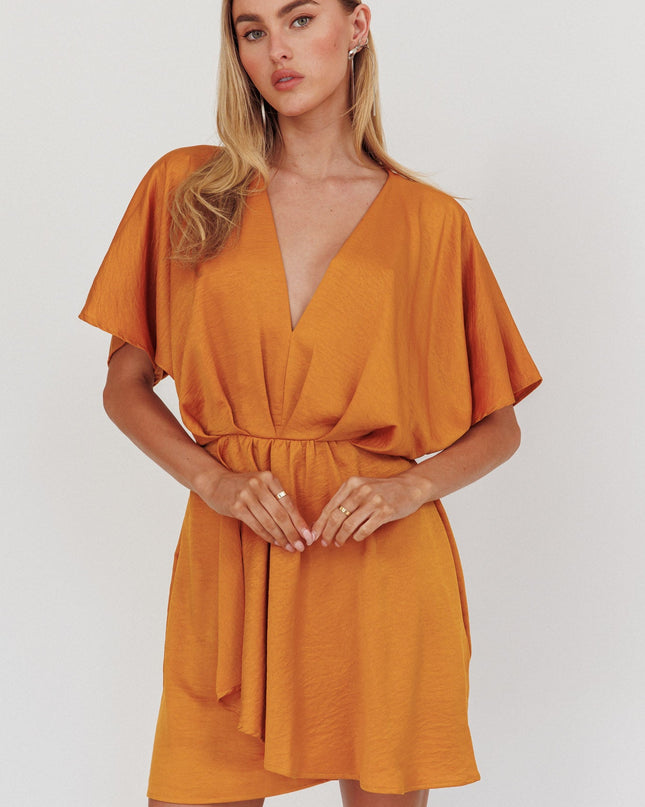 Mustard Flutter Sleeve Mini Dress