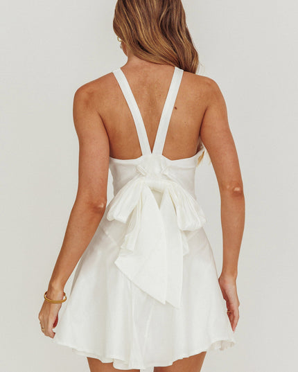 White Bow Mini Dress
