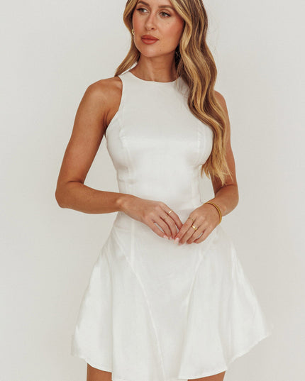 White Bow Mini Dress