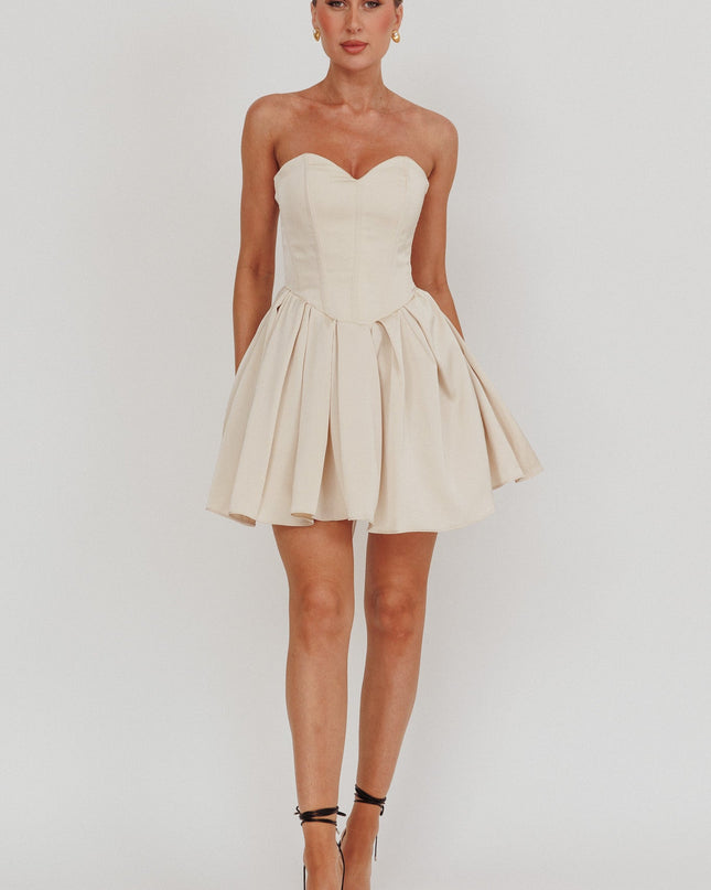 Champagne Like Sweetheart Neckline Mini Dress