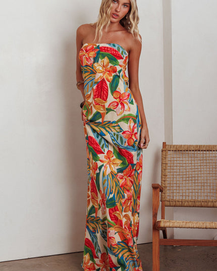 Paradise Tied Cowl Back Maxi Dress Botanical