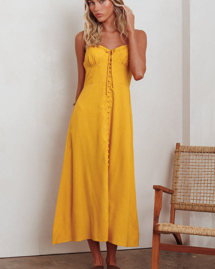 Marigold Back Together Button Front Midi Dress