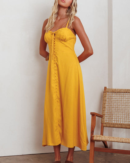 Marigold Back Together Button Front Midi Dress
