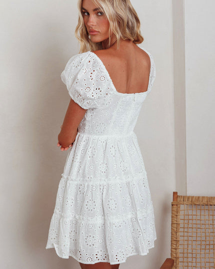 White Home Eyelet Mini Dress