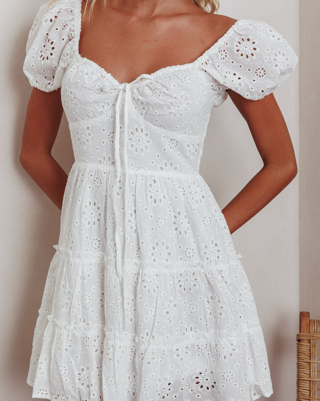 White Home Eyelet Mini Dress