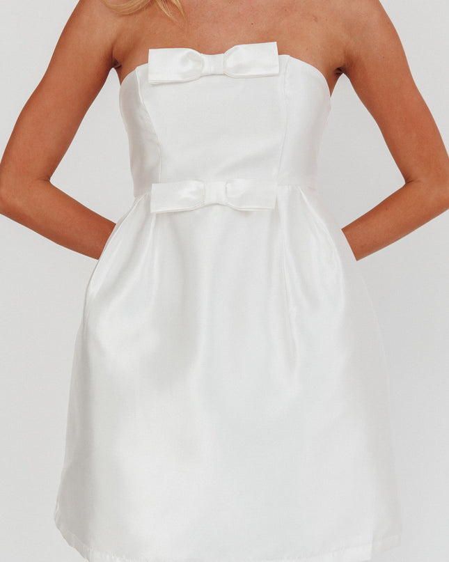 Off White Double Bow Mini Dress