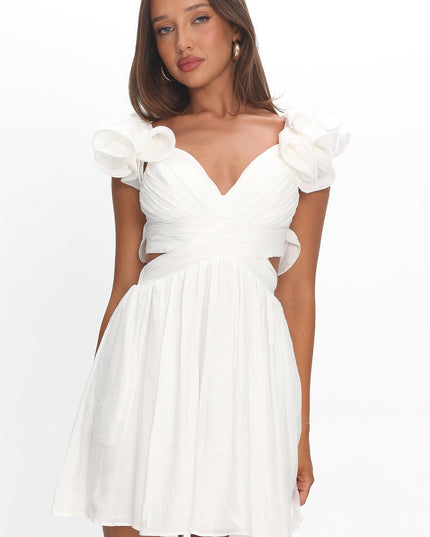 Off White Lace-Up Back Mini Dress