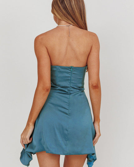 Blue Strapless Mini Dress