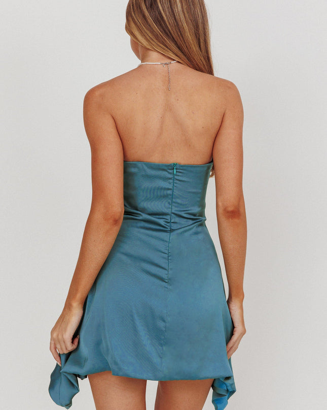 Blue Strapless Mini Dress