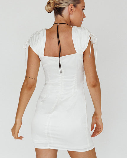 Off White Tie Detail Mini Dress