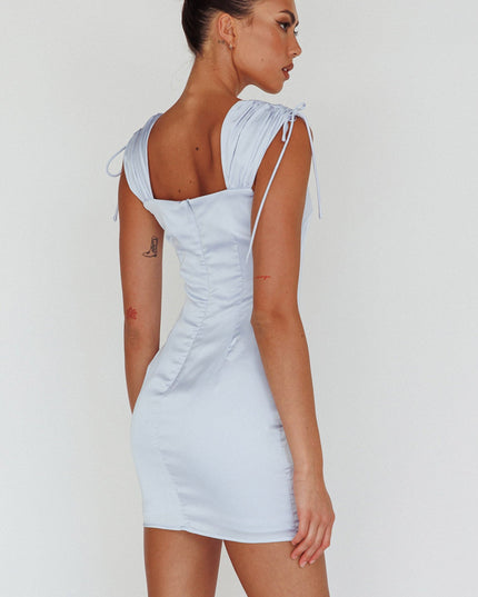 Sky Tie Detail Mini Dress