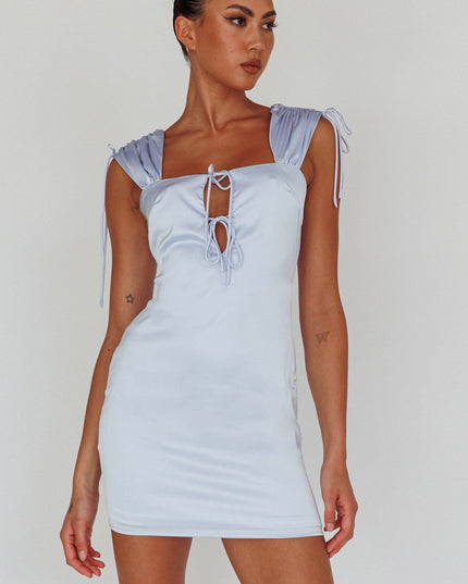 Sky Tie Detail Mini Dress