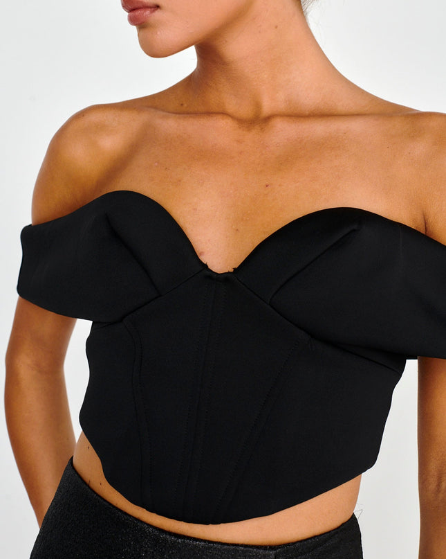 Black Off-Shoulder Crop Top
