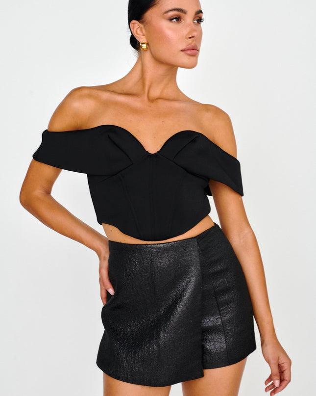 Black Off-Shoulder Crop Top