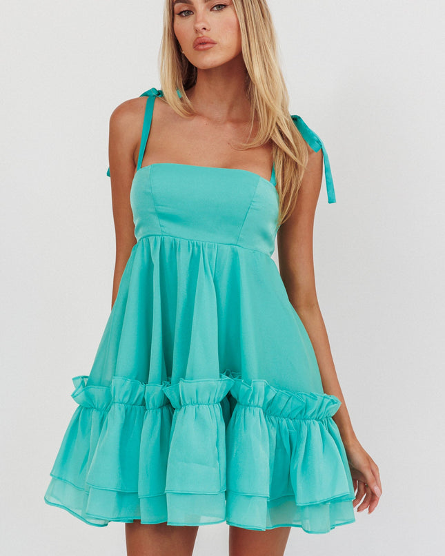 Green Frill Hem Babydoll Dress