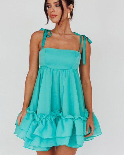 Green Frill Hem Babydoll Dress