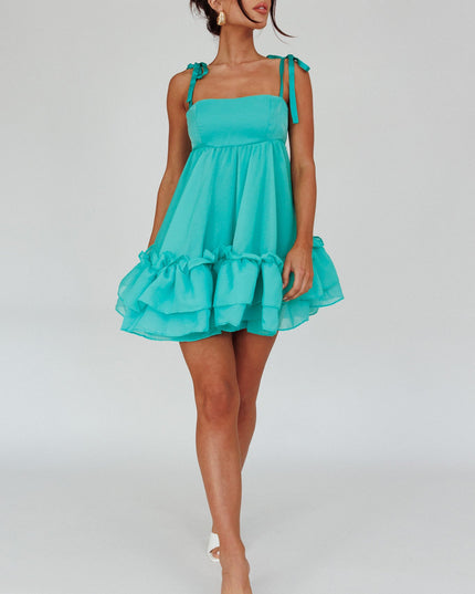 Green Frill Hem Babydoll Dress