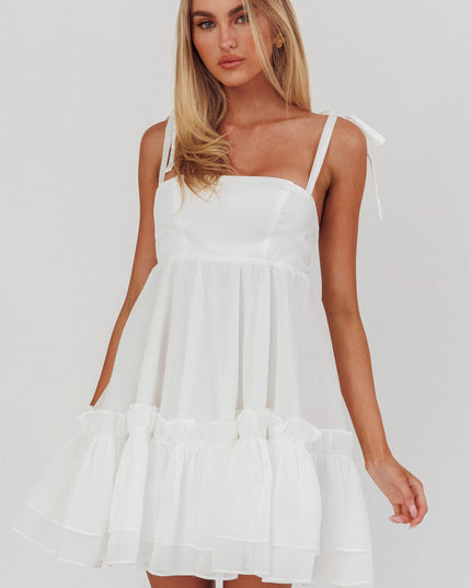White Frill Hem Babydoll Dress