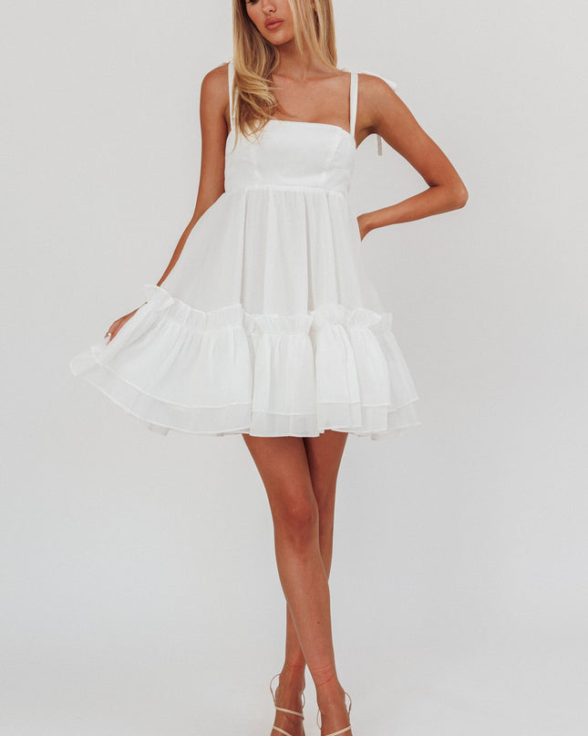 White Frill Hem Babydoll Dress