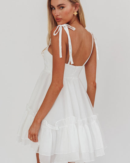 White Frill Hem Babydoll Dress