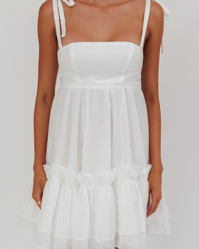 White Frill Hem Babydoll Dress